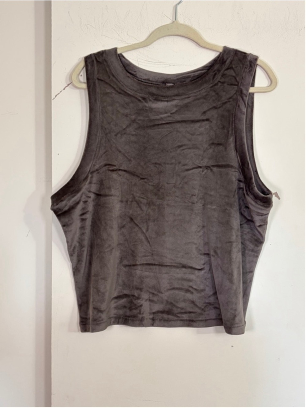 SKIMS Velour Crewneck Sleeveless Casual Cozy Loungewear Crop Tank Smoke Gray 4X